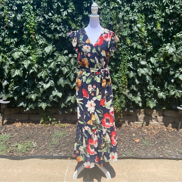 Sam Edelman Picasso V Neck Midi Dress Size 8 - Picture 4 of 7